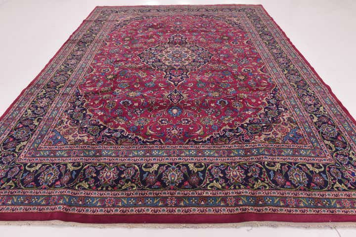 9' 9 x 13' Hand Knotted Mashad Persian Wool Rug