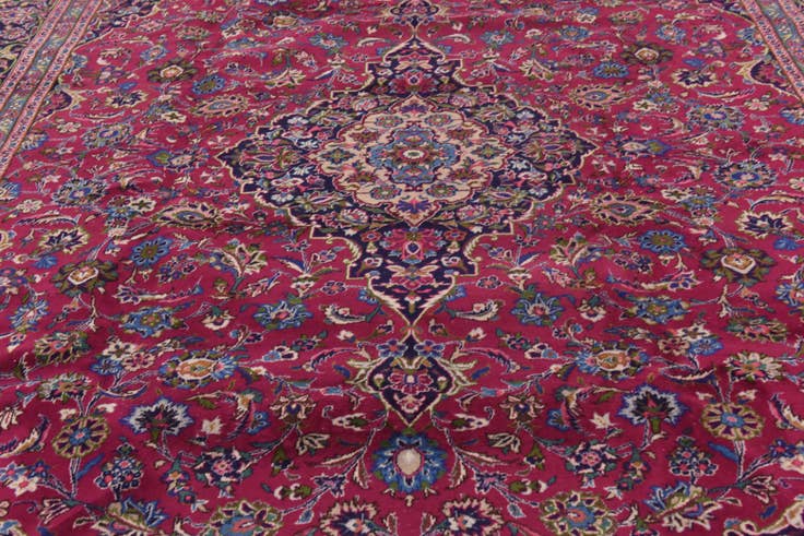Detail image of 9' 9 x 13' Hand Knotted Mashad Persian Wool Rug