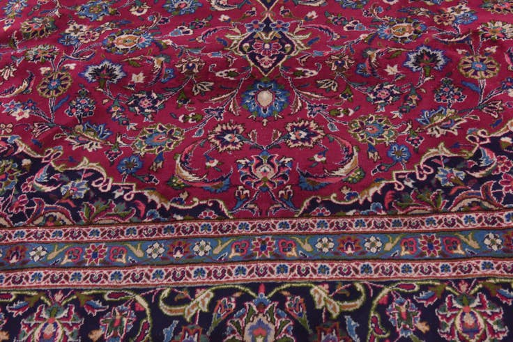 Detail image of 9' 9 x 13' Hand Knotted Mashad Persian Wool Rug