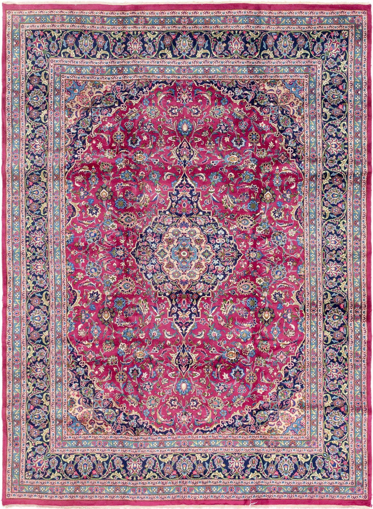 9' 9 x 13' Hand Knotted Mashad Persian Wool Rug