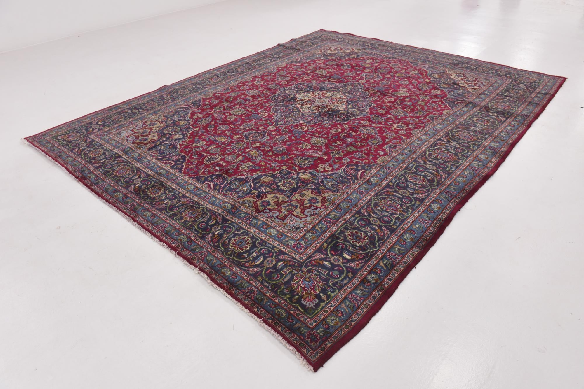 9' 7 x 12' 9 Hand Knotted Mashad Persian Wool Rug