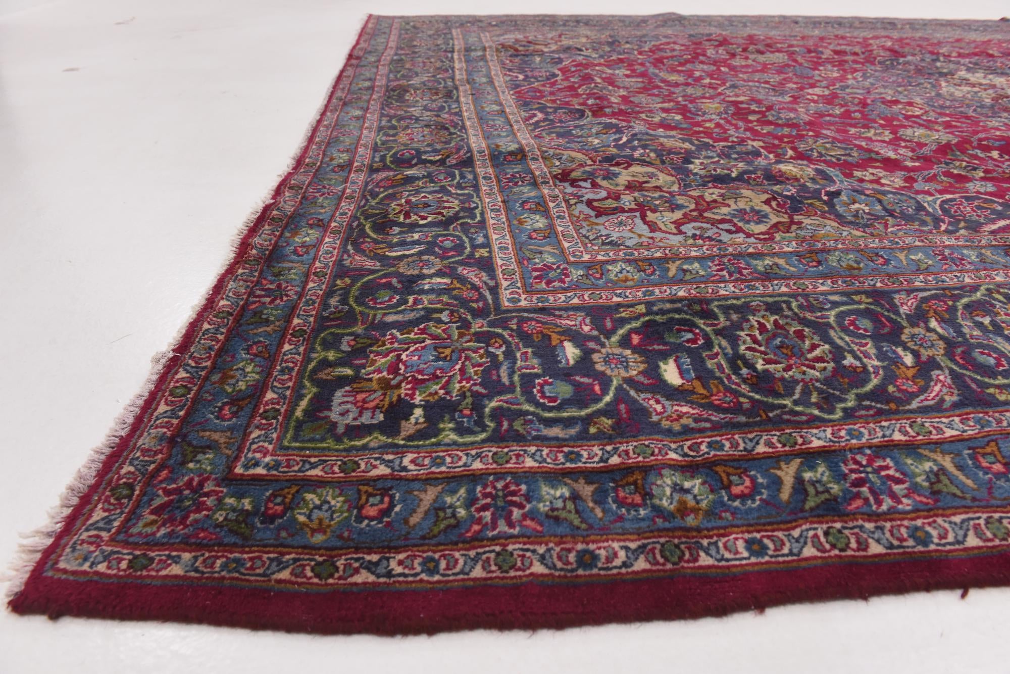 9' 7 x 12' 9 Hand Knotted Mashad Persian Wool Rug