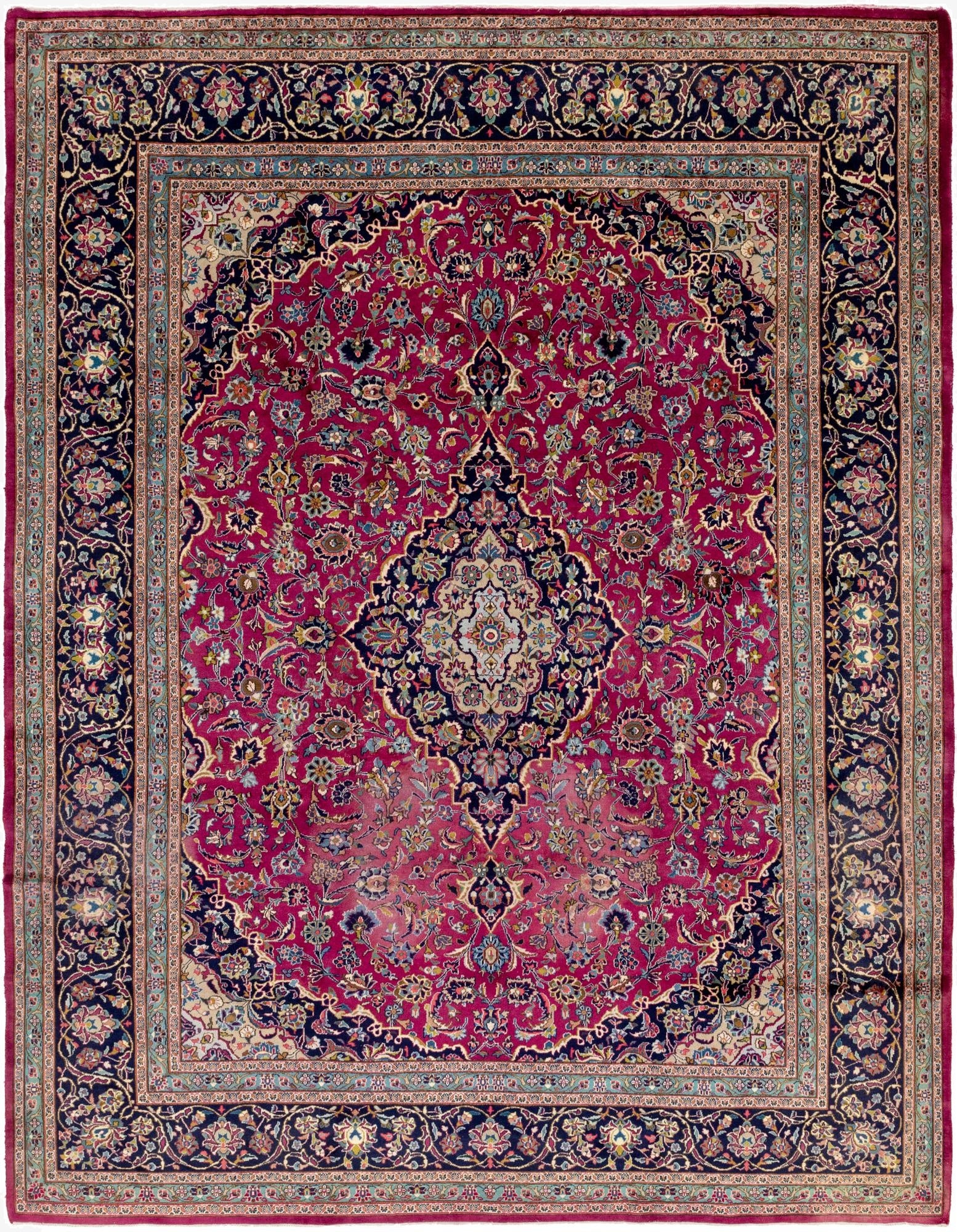9' 9 x 12' 9  Hand Knotted Mashad Persian Wool Rug