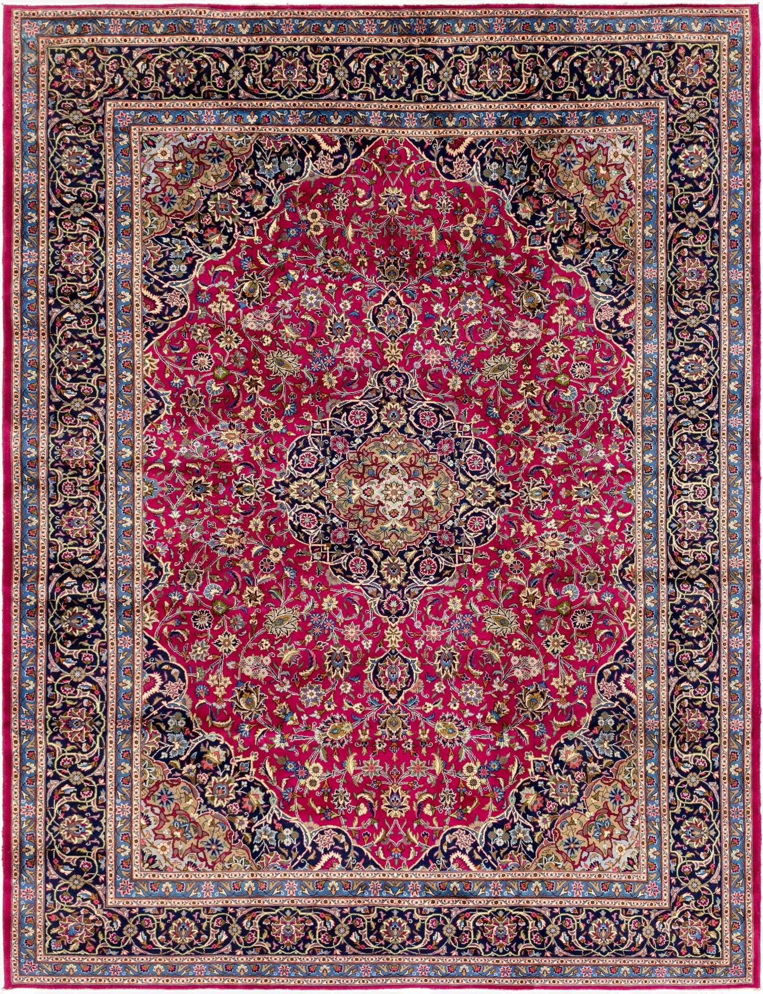 9' 10 x 12' 10  Hand Knotted Mashad Persian Wool Rug