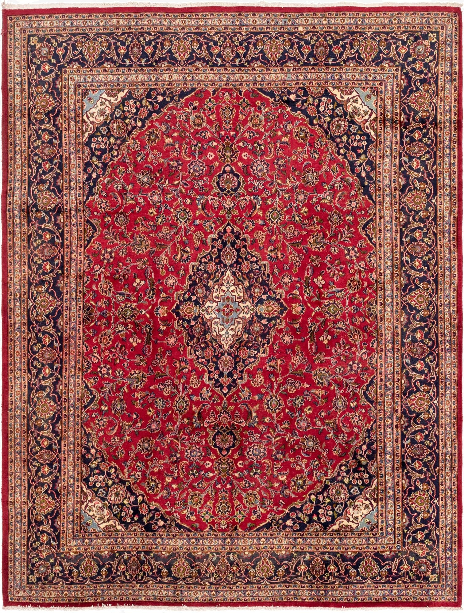 9' 9 x 12' 7  Hand Knotted Mashad Persian Wool Rug