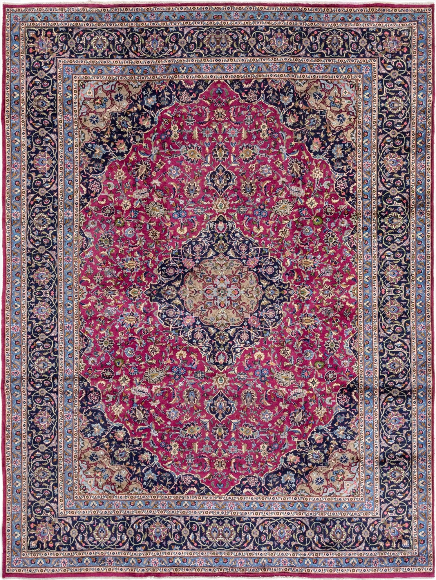 9' 8 x 13'  Hand Knotted Mashad Persian Wool Rug