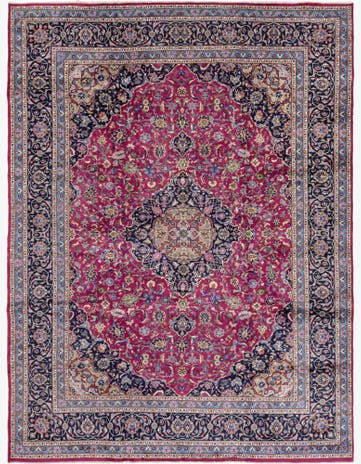 9' 8 x 13' Hand Knotted Mashad Persian Wool Rug