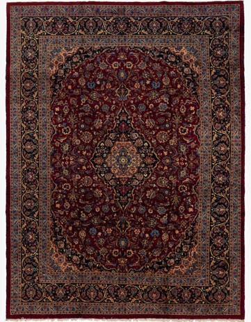 9' 7 x 12' 8 Hand Knotted Mashad Persian Wool Rug