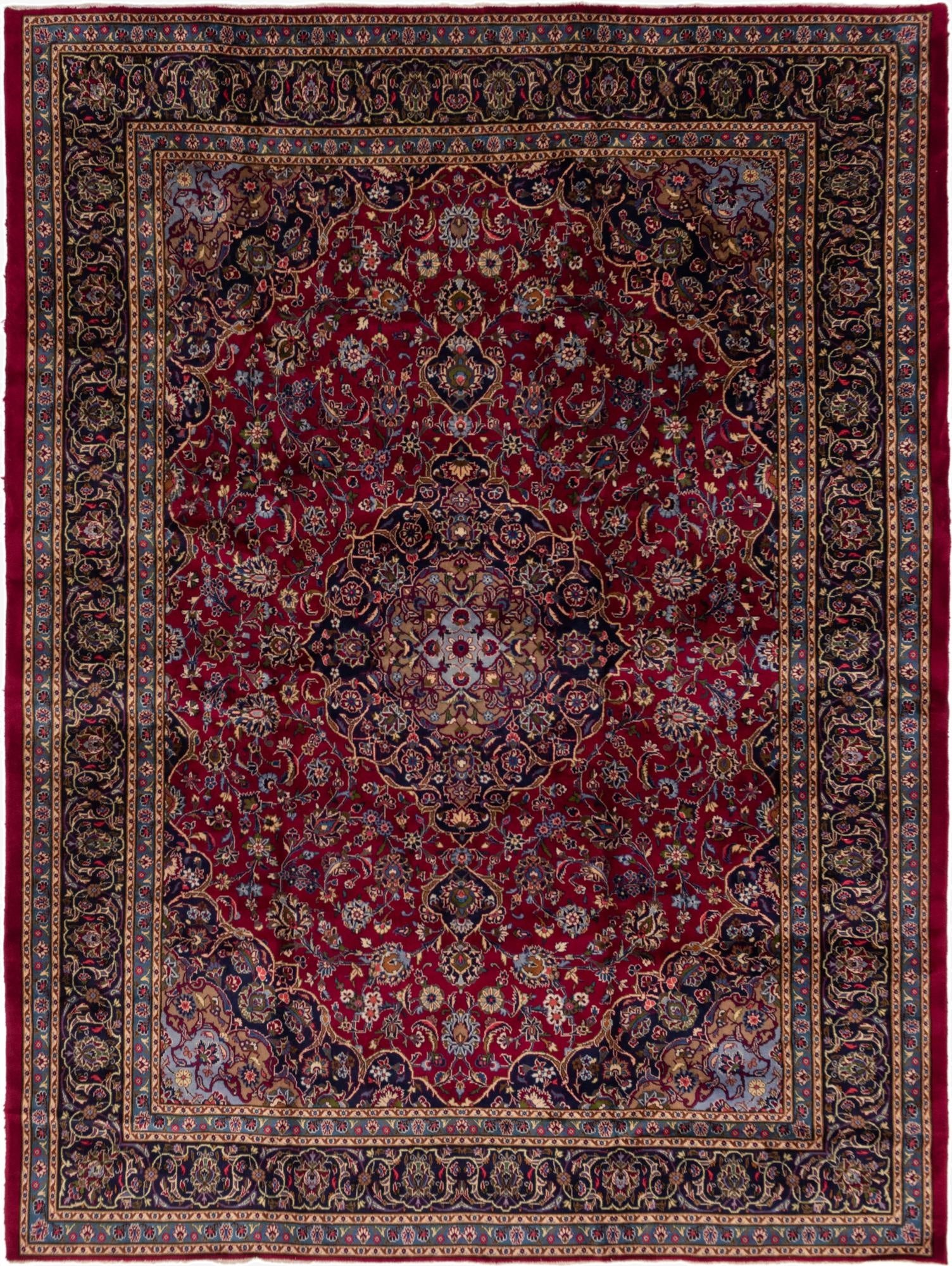 9' 8 x 12' 8  Hand Knotted Mashad Persian Wool Rug