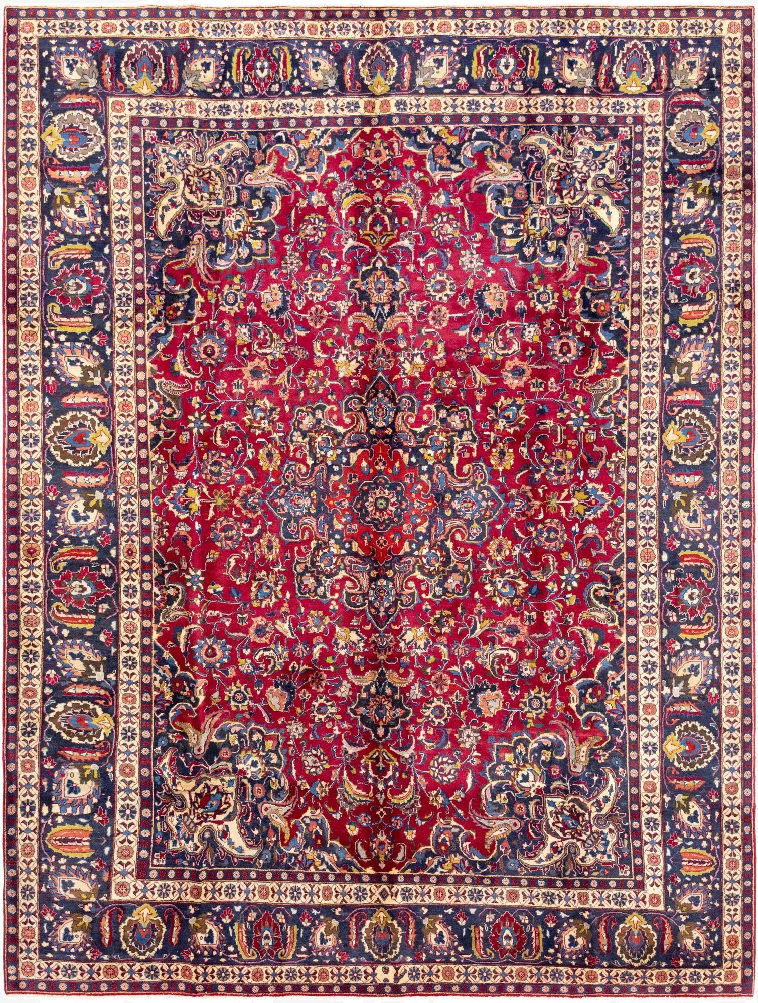 9' 8 x 12' 10  Hand Knotted Mashad Persian Wool Rug