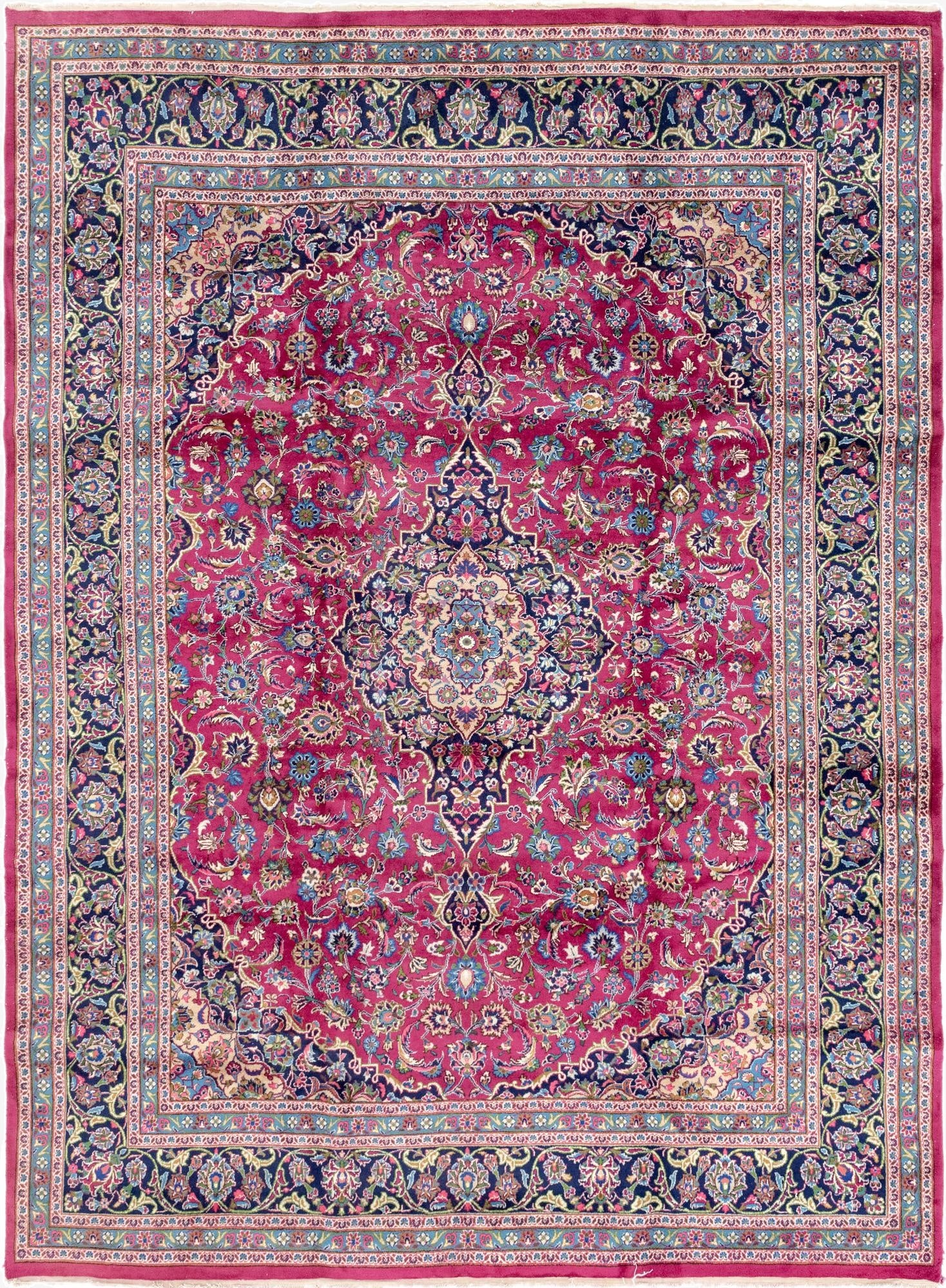 9' 9 x 13'  Hand Knotted Mashad Persian Wool Rug