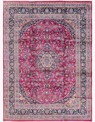 9' 9 x 13' Hand Knotted Mashad Persian Wool Rug