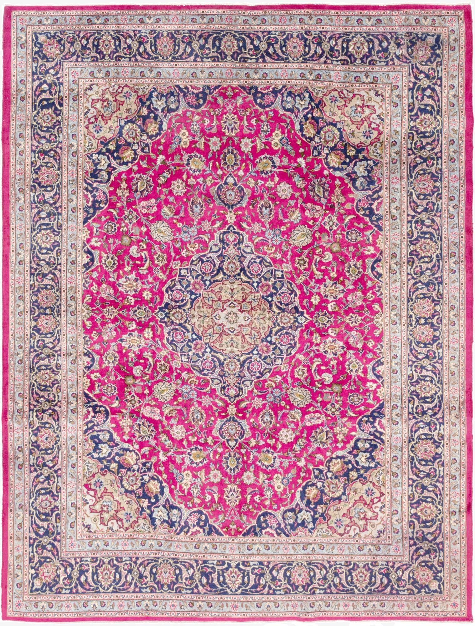 9' 10 x 12' 10  Hand Knotted Mashad Persian Wool Rug