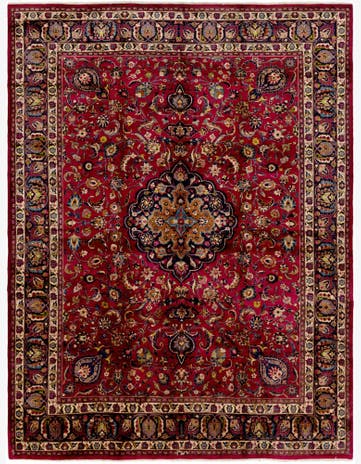 9' 6 x 12' 7 Hand Knotted Mashad Persian Wool Rug