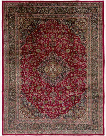 9' 9 x 12' 9 Hand Knotted Mashad Persian Wool Rug