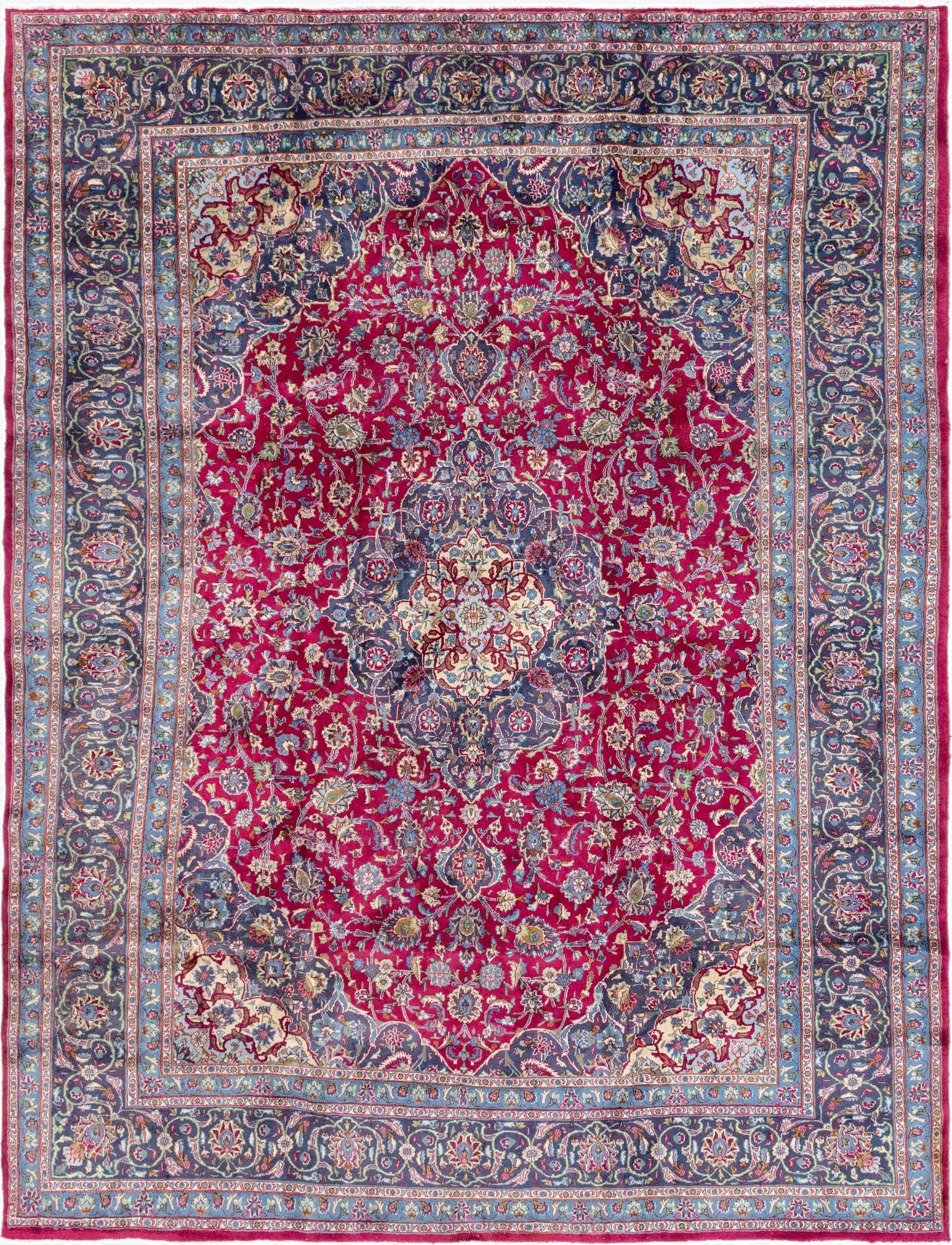 9' 7 x 12' 9  Hand Knotted Mashad Persian Wool Rug
