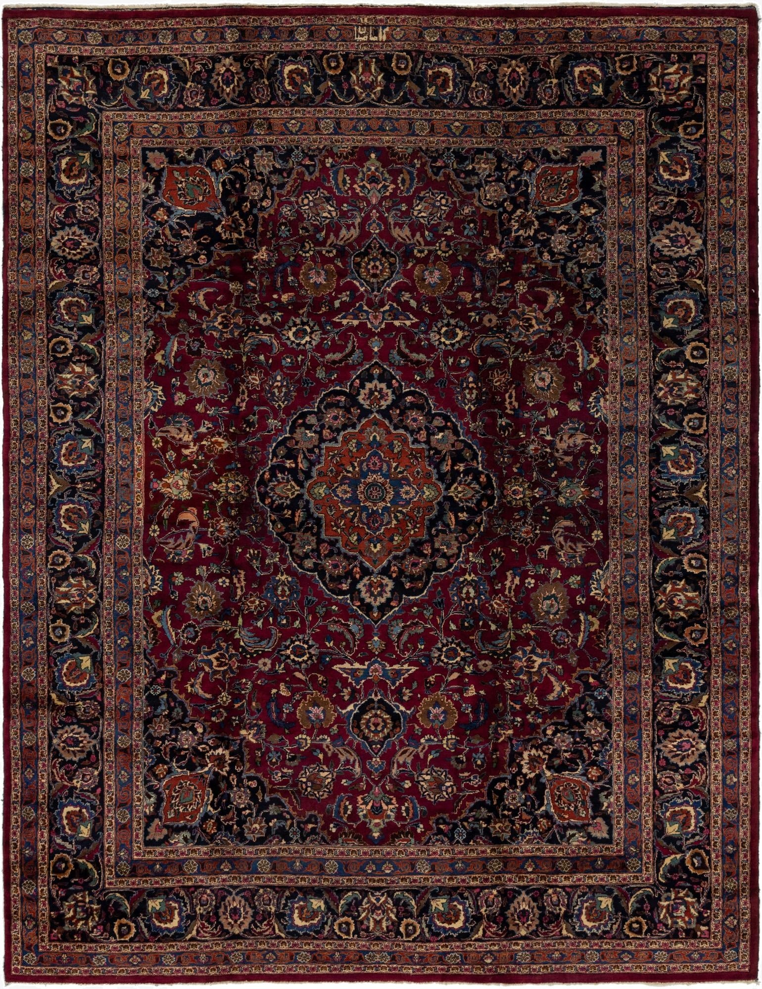 9' 10 x 12' 10  Hand Knotted Mashad Persian Wool Rug