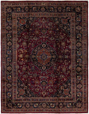 9' 10 x 12' 10 Hand Knotted Mashad Persian Wool Rug