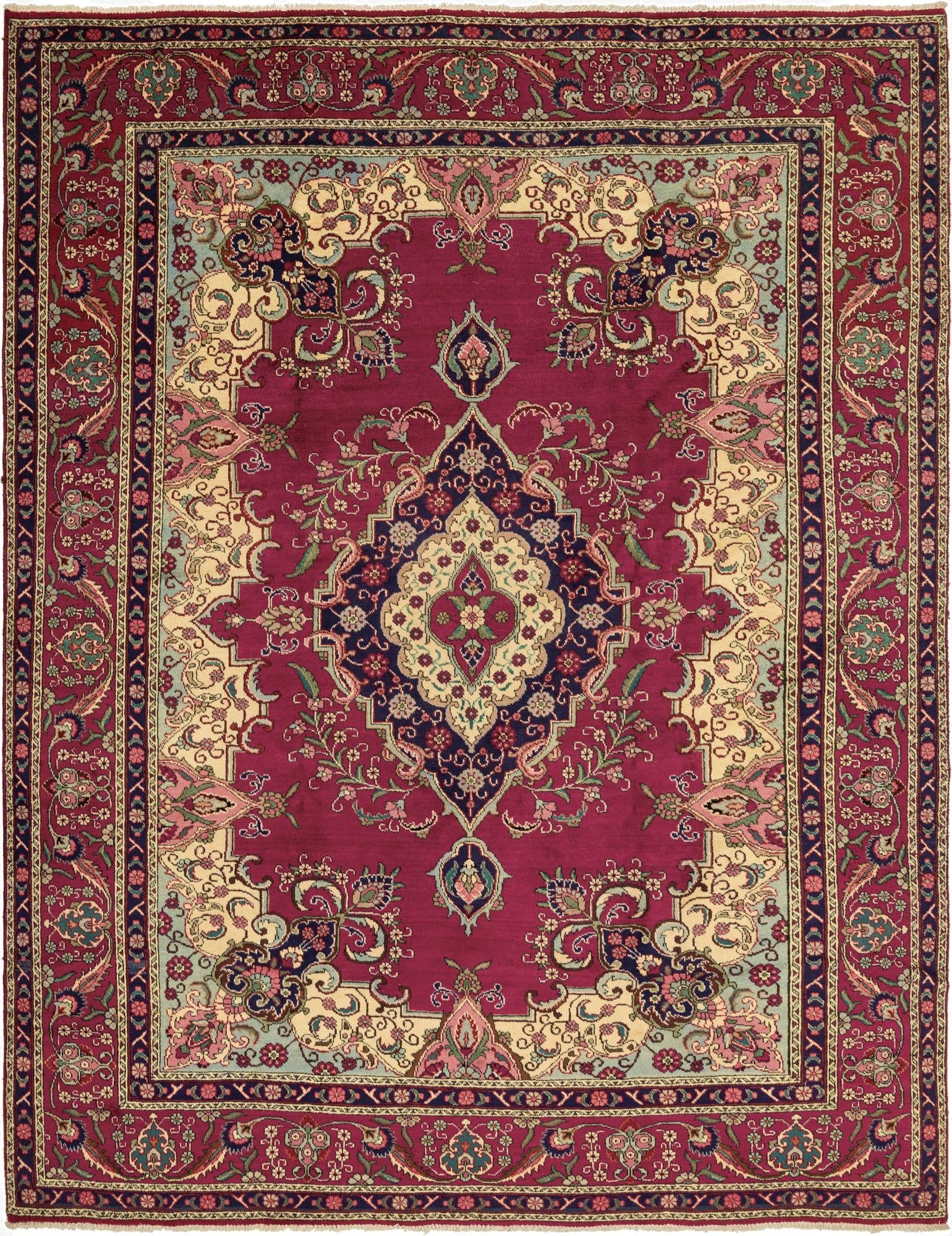 9' 9 x 12' 10  Hand Knotted Tabriz Persian Wool Rug