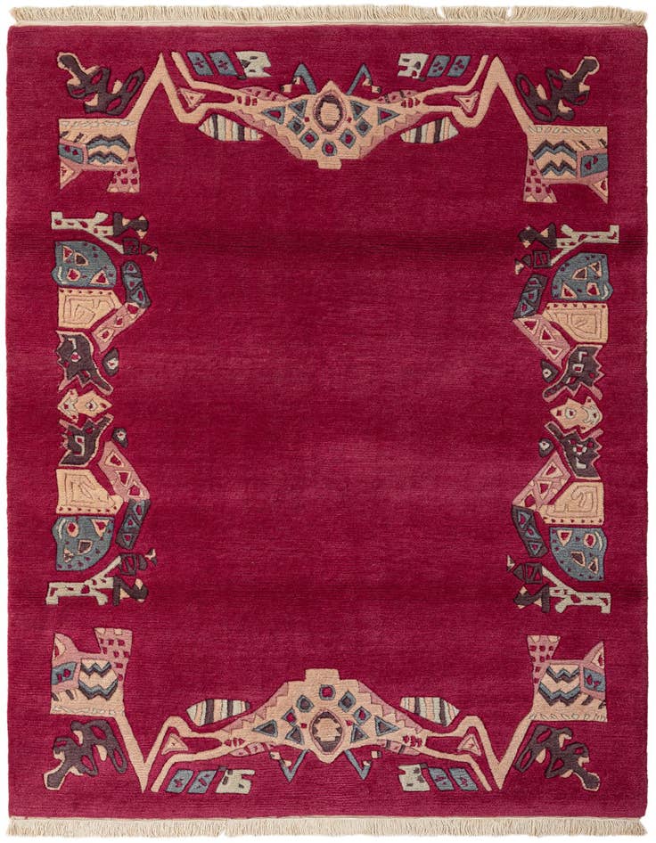 Detail image of 4' 1 x 6' Hand Knotted Tibet Wool Rug
