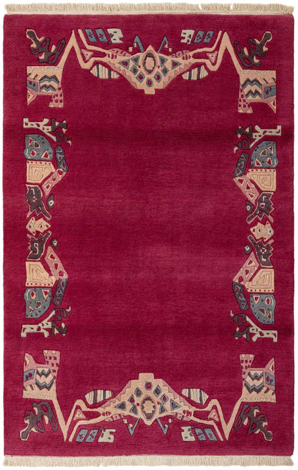 Detail image of 4' 1 x 6' Hand Knotted Tibet Wool Rug