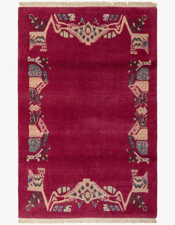 4' 1 x 6' Hand Knotted Tibet Wool Rug