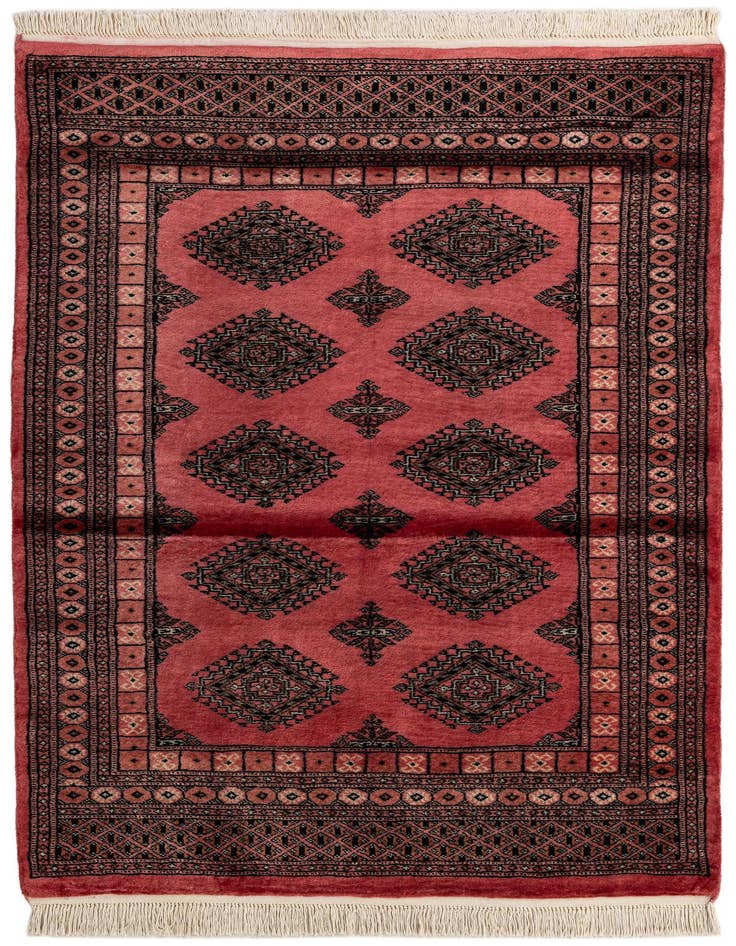 Detail image of 4' 2 x 6' 3 Hand Knotted Torkaman Persian Wool Rug