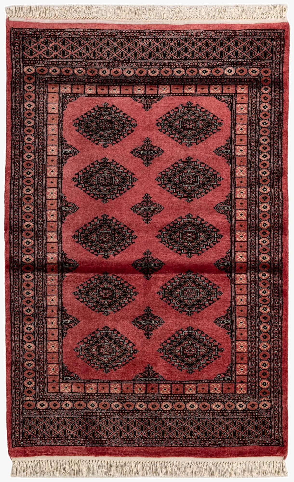 4' 2 x 6' 3  Hand Knotted Torkaman Persian Wool Rug