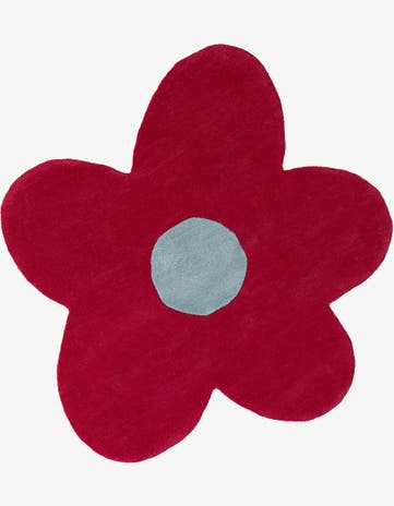 Magenta Happy Rugs Funky Flower Wool Round