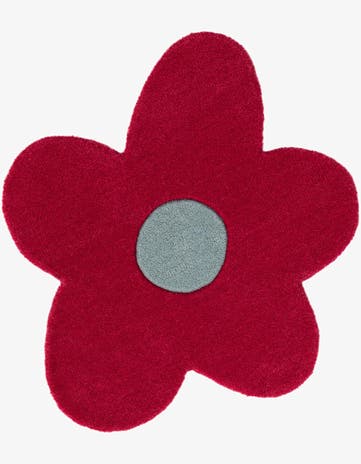 Magenta Happy Rugs Funky Flower Wool Round