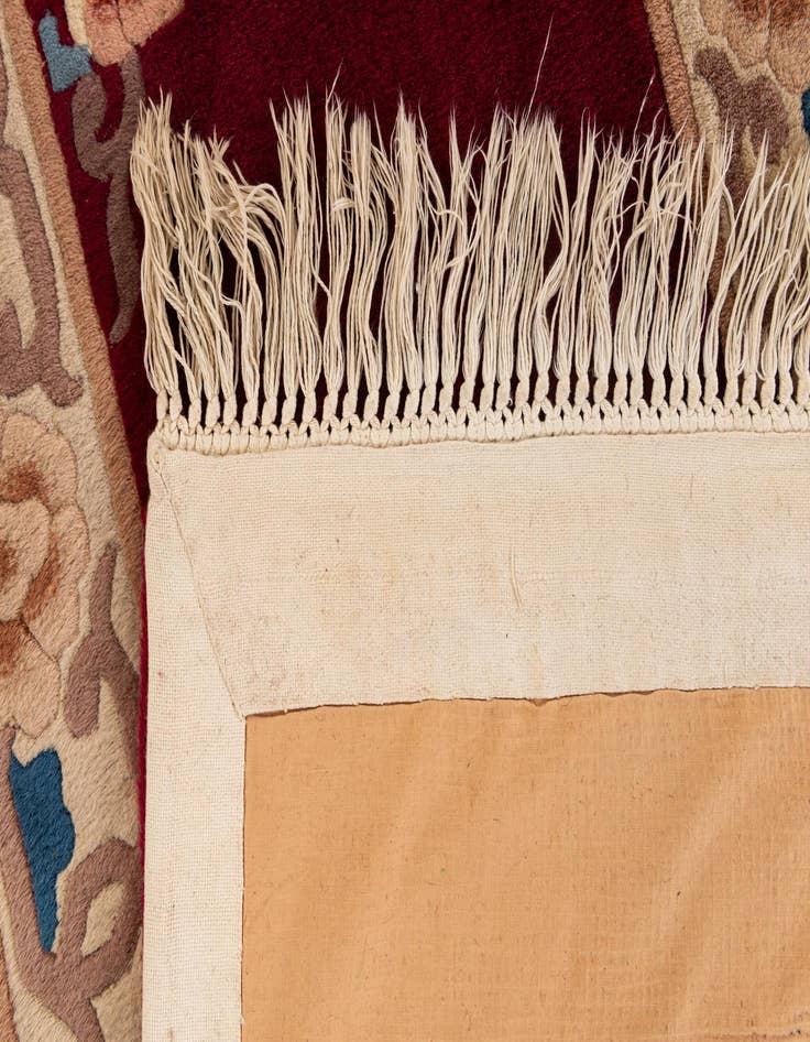 Detail image of 2' 4 x 4' 7  Hand Knotted Carved Pekin Oriental Wool Runner Rug