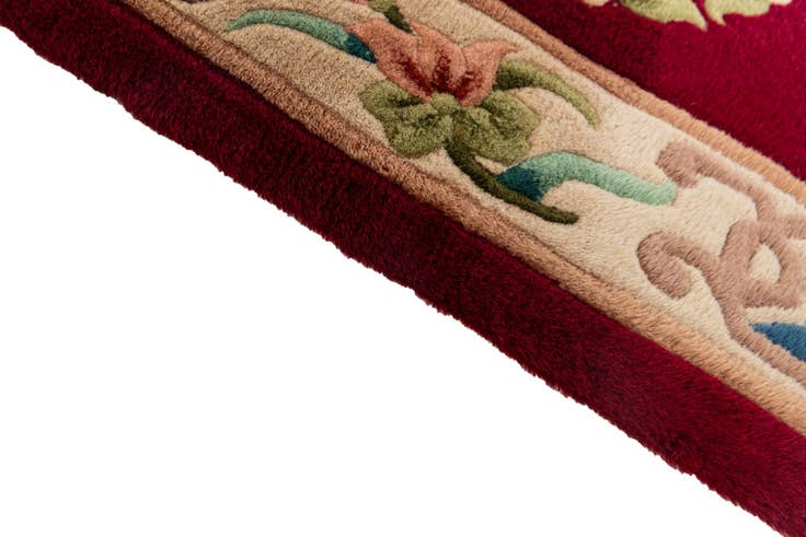 Detail image of 2' 4 x 4' 7 Hand Knotted Carved Pekin Oriental Wool Runner Rug