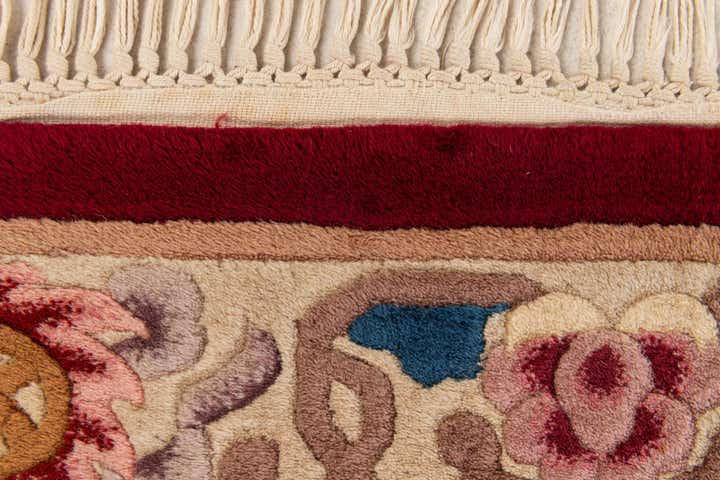 2' 4 x 4' 7 Hand Knotted Carved Pekin Oriental Wool Runner Rug