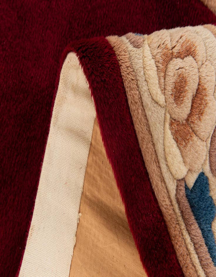 Detail image of 2' 4 x 4' 7  Hand Knotted Carved Pekin Oriental Wool Runner Rug