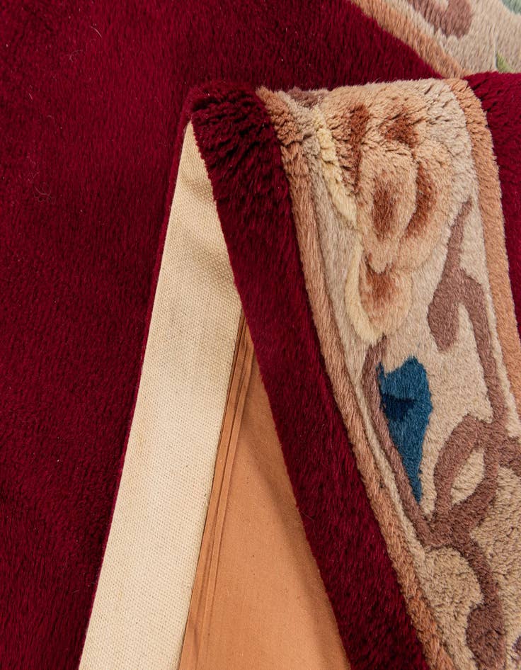 Detail image of 2' 5 x 4' 9  Hand Knotted Carved Pekin Oriental Wool Runner Rug