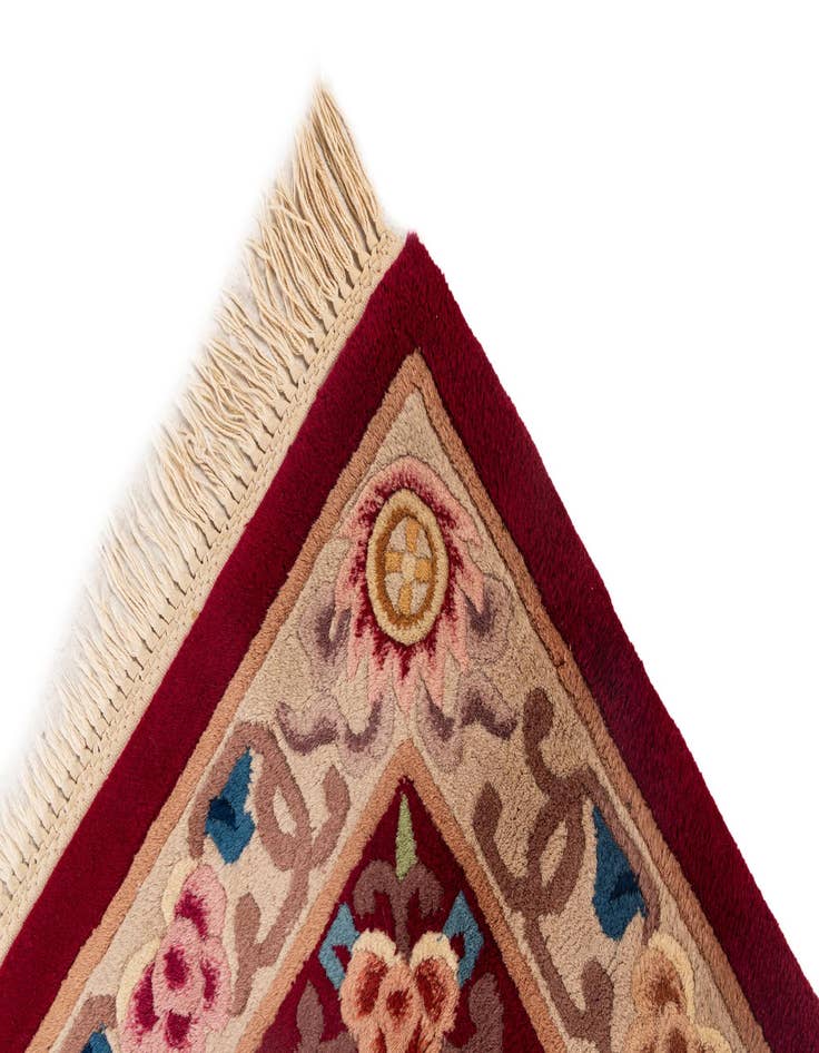 Detail image of 2' 5 x 4' 9  Hand Knotted Carved Pekin Oriental Wool Runner Rug