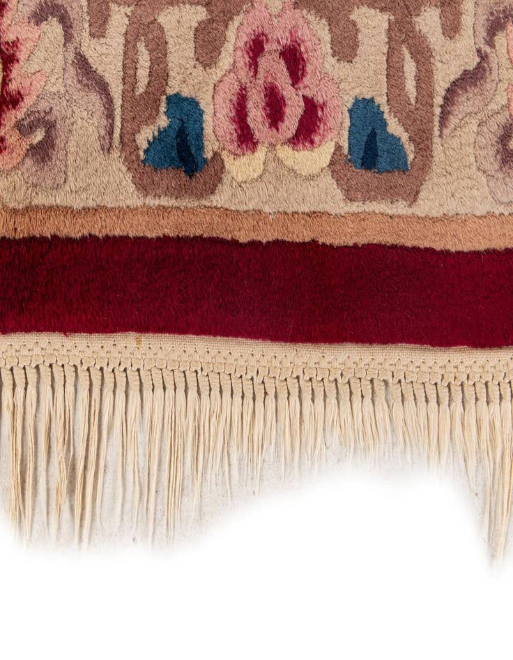 Detail image of 2' 5 x 4' 9  Hand Knotted Carved Pekin Oriental Wool Runner Rug