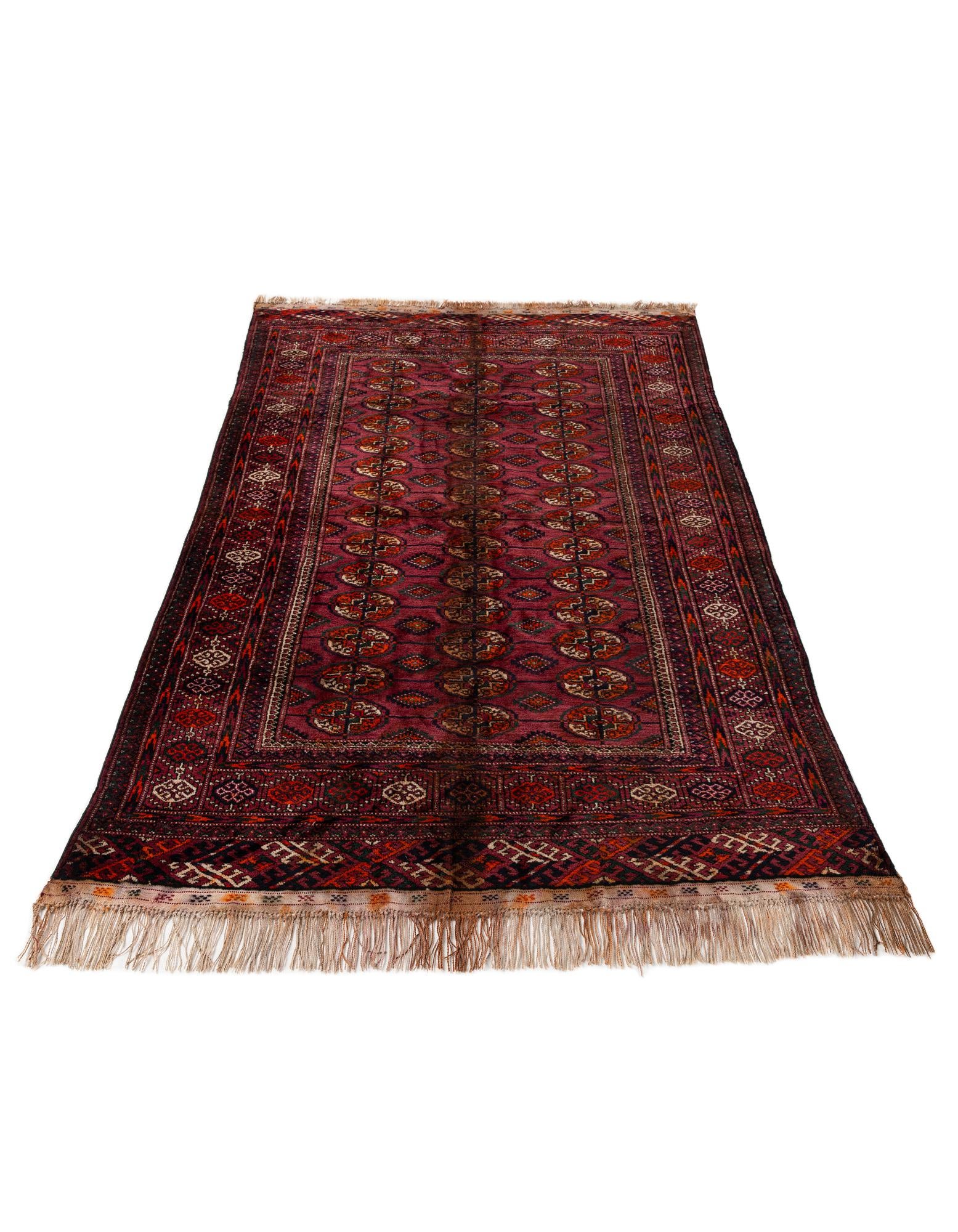 3' 11 x 6' 11 Hand Knotted Torkaman Oriental Wool Runner Rug