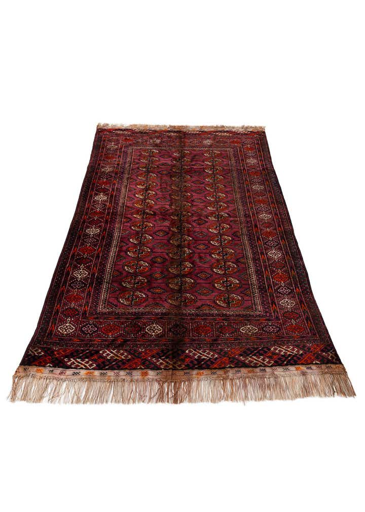 3' 11 x 6' 11 Hand Knotted Torkaman Oriental Wool Runner Rug