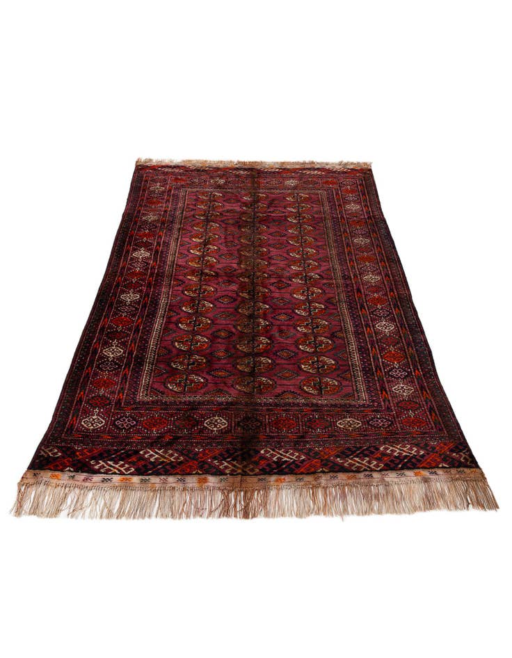 Detail image of 3' 11 x 6' 11 Hand Knotted Torkaman Oriental Wool Runner Rug