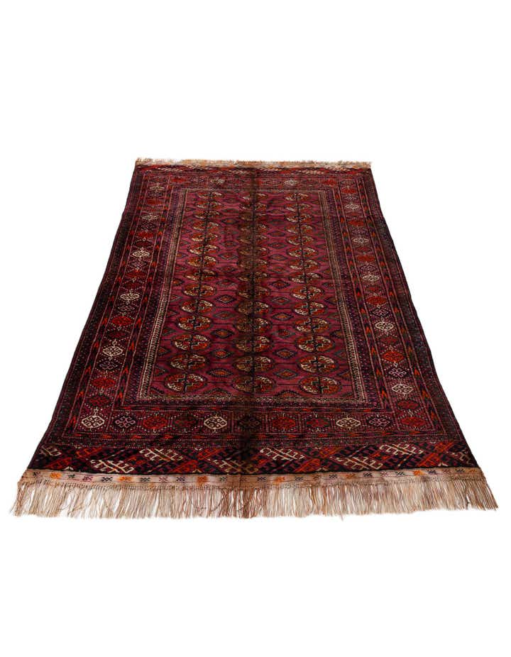 3' 11 x 6' 11 Hand Knotted Torkaman Oriental Wool Runner Rug