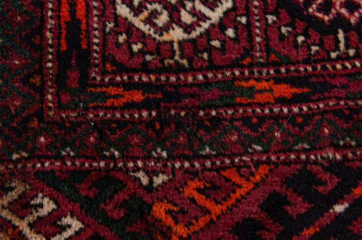 3' 11 x 6' 11 Hand Knotted Torkaman Oriental Wool Runner Rug