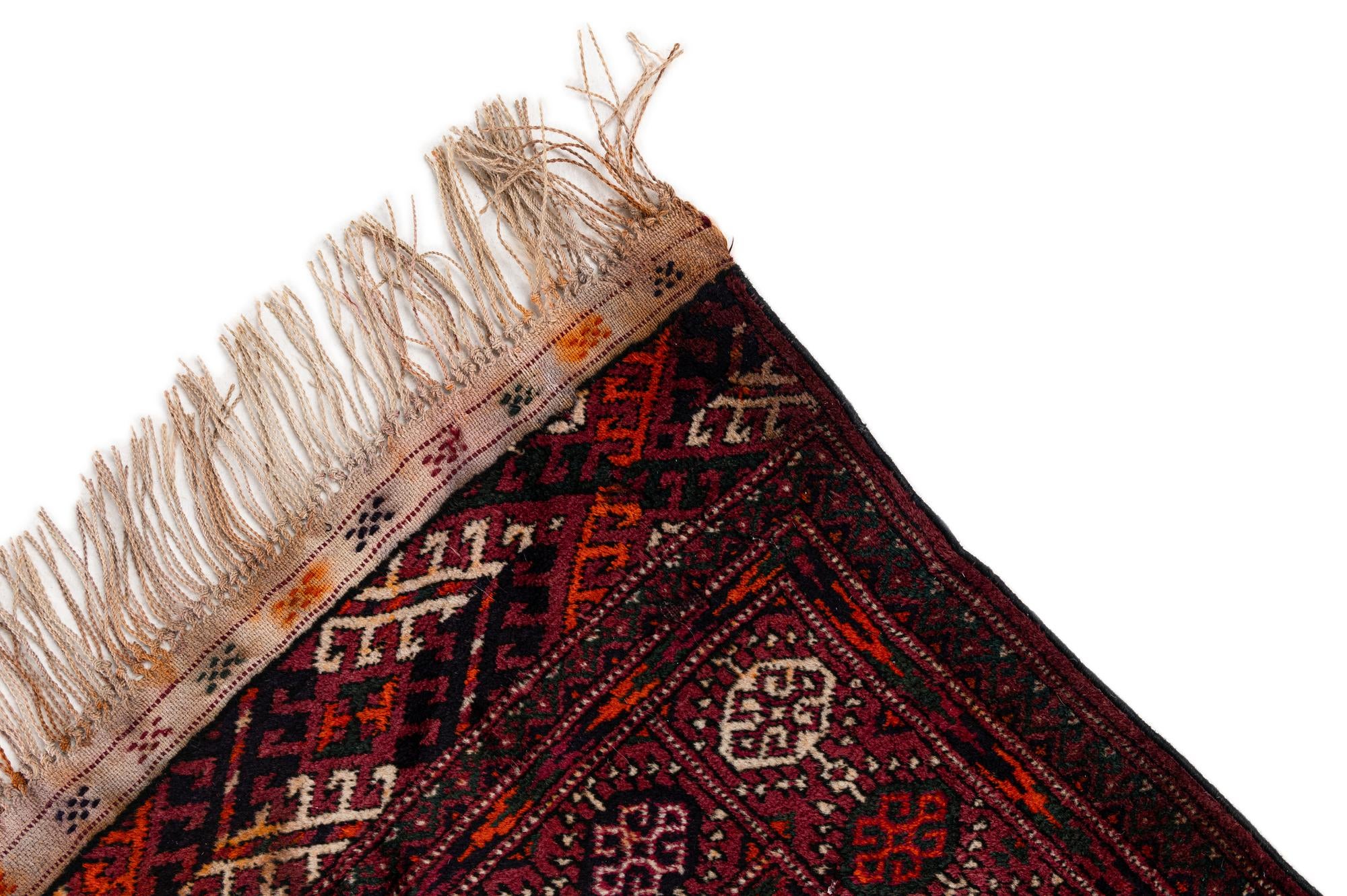 3' 11 x 6' 11 Hand Knotted Torkaman Oriental Wool Runner Rug
