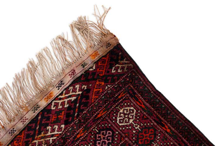 3' 11 x 6' 11 Hand Knotted Torkaman Oriental Wool Runner Rug