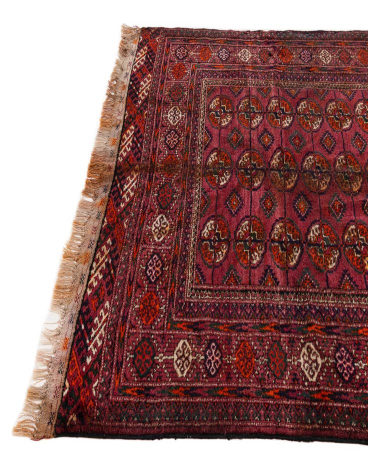 Detail image of 3' 11 x 6' 11 Hand Knotted Torkaman Oriental Wool Runner Rug