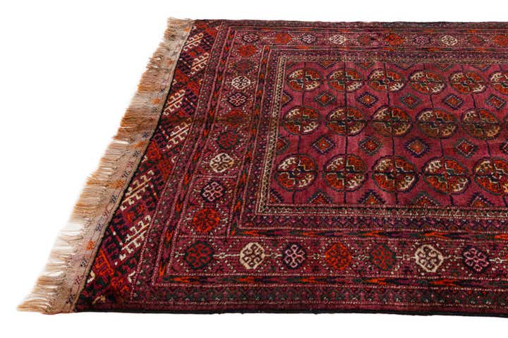 3' 11 x 6' 11 Hand Knotted Torkaman Oriental Wool Runner Rug