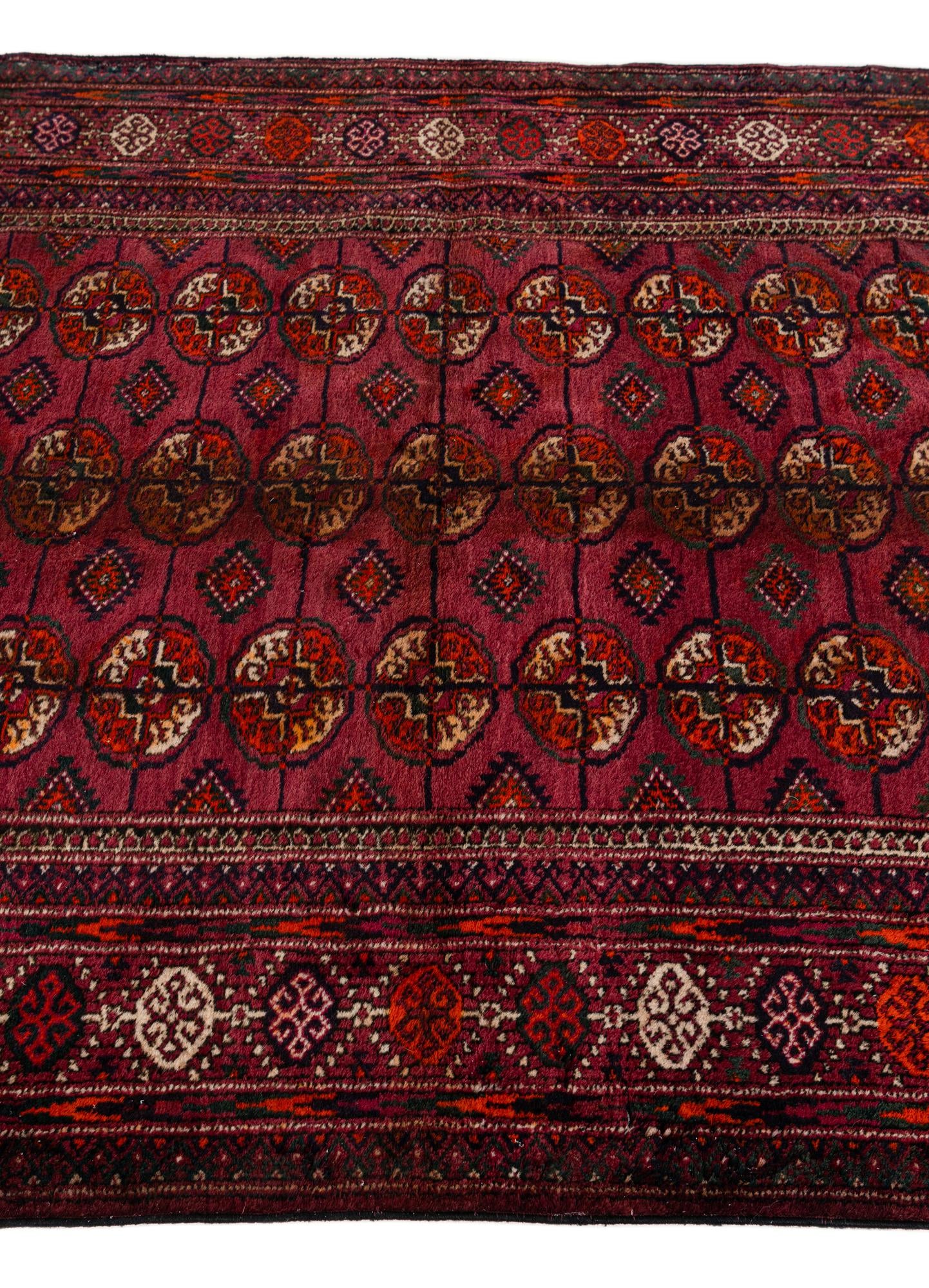 3' 11 x 6' 11 Hand Knotted Torkaman Oriental Wool Runner Rug