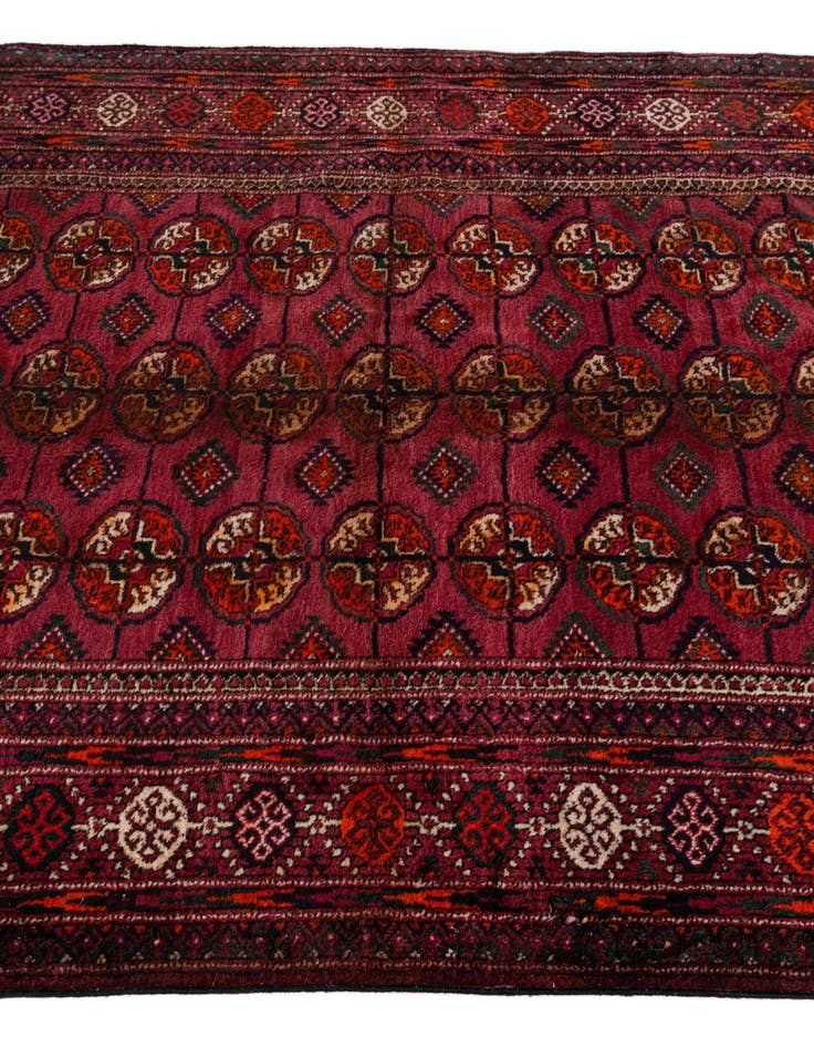 Detail image of 3' 11 x 6' 11 Hand Knotted Torkaman Oriental Wool Runner Rug