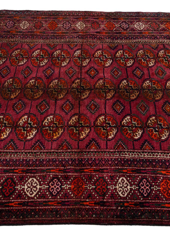 Detail image of 3' 11 x 6' 11 Hand Knotted Torkaman Oriental Wool Runner Rug