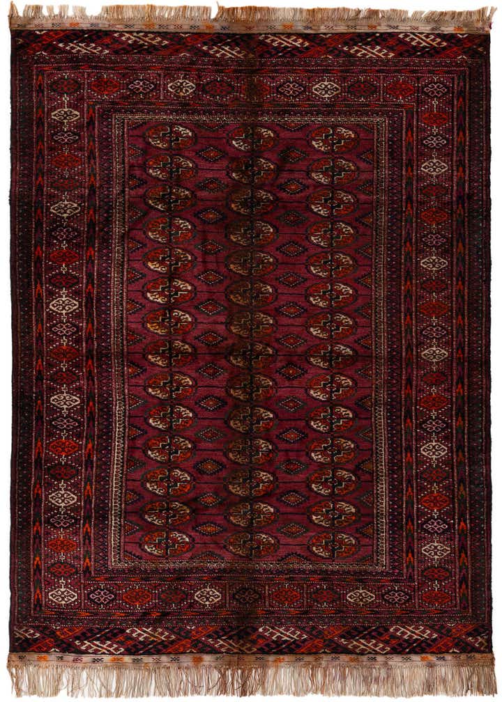3' 11 x 6' 11 Hand Knotted Torkaman Oriental Wool Runner Rug